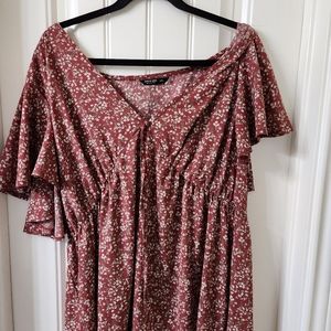 Shein Curve Burgundy Blouse